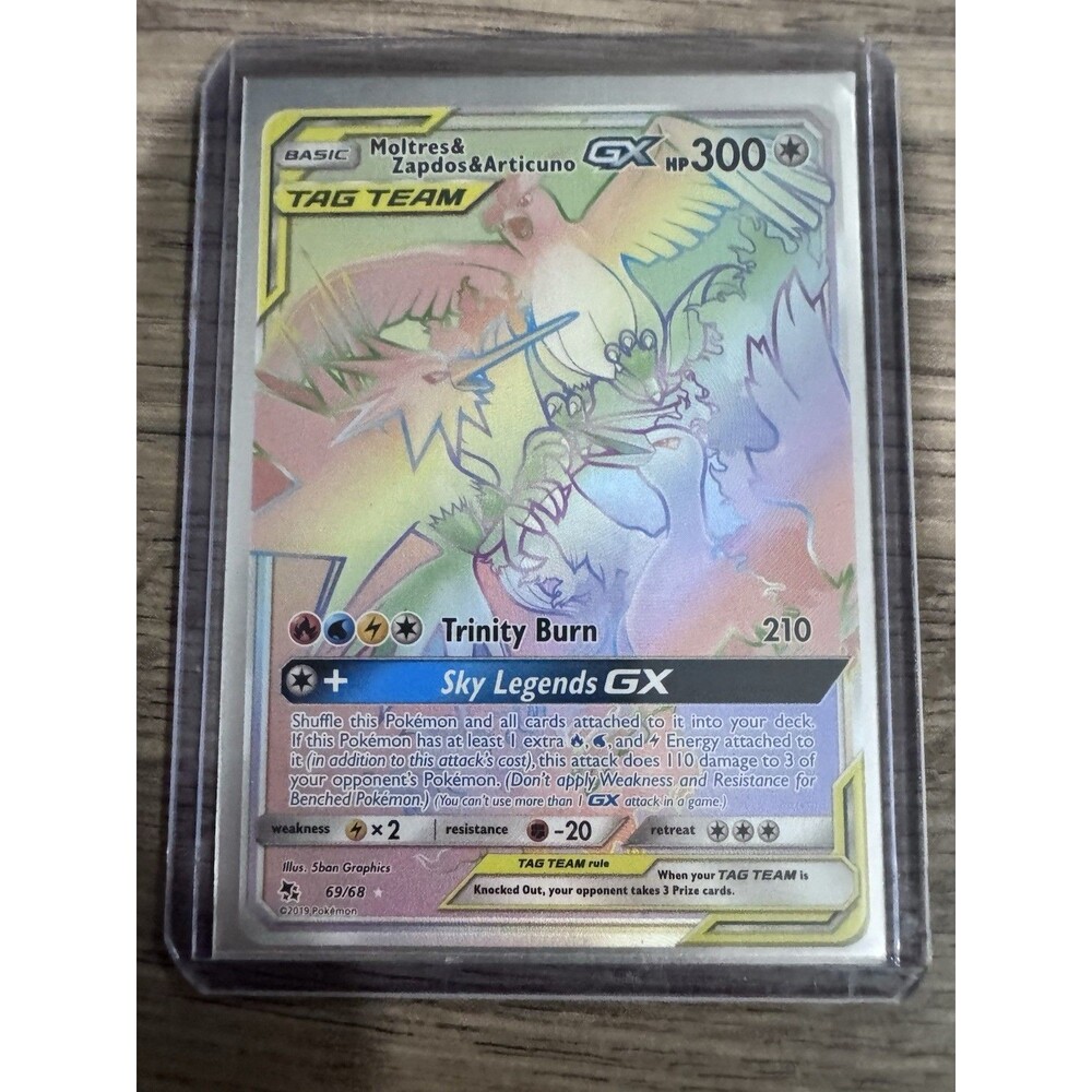 Moltres & Zapdos & Articuno GX (Secret) 69/68 Hidden Fates Holo Pokemon TCG